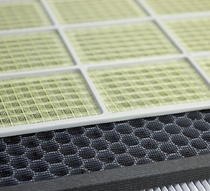 Air filter. close-up on the filter element.